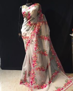 Reshom Kota With Flower Embrodery