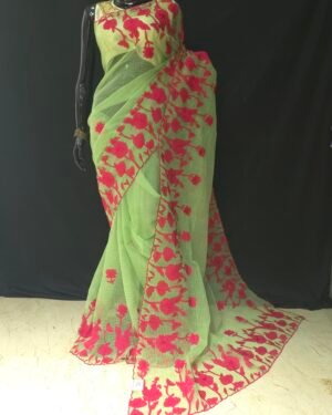Reshom Kota With Applique Work