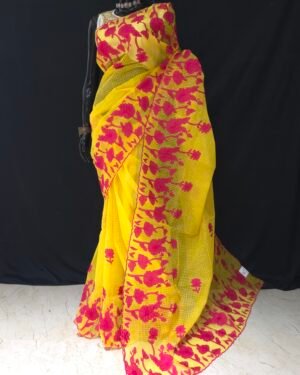 Reshom Kota With Applique Work
