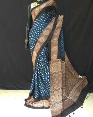 Modal Saree With Bandhni Work