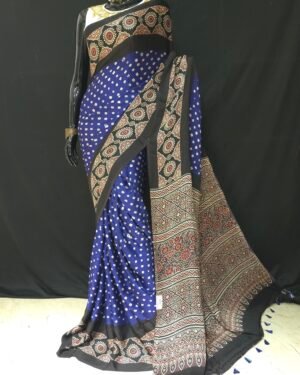 Modal Saree With Bandhni Work