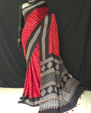 Modal Saree With Bandhni Work