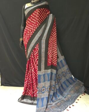 Modal Saree With Bandhni Work