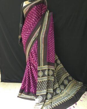 Modal Saree With Bandhni Work