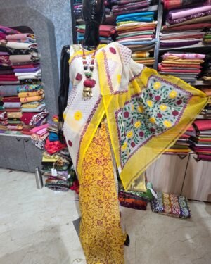 Hand Painted Reshom Kota Saree