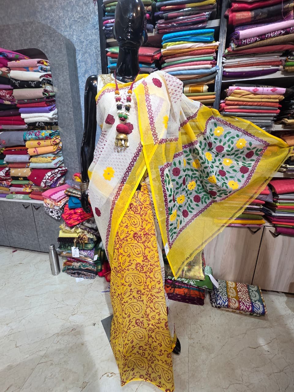 Hand Painted Reshom Kota Saree