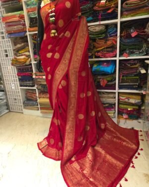 Dola Silk Benarasi Saree With Peacock Buta