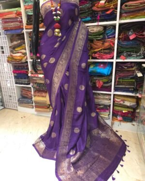 Dola Silk Benarasi Saree With Peacock Buta