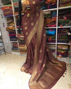 Dola Silk Benarasi Saree With Peacock Buta