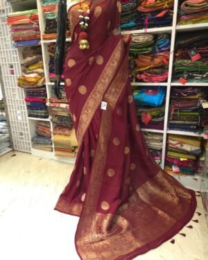 Dola Silk Benarasi Saree With Peacock Buta