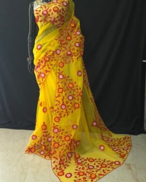 Reshom Kota With Applique Work