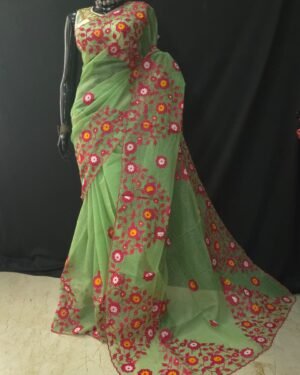Reshom Kota With Applique Work