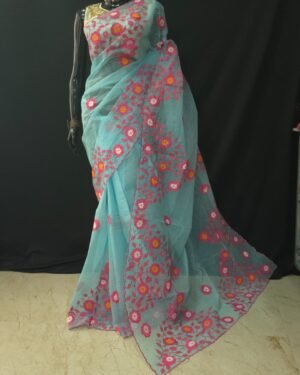 Reshom Kota With Applique Work