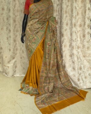 Ghicha Saree With Madhubani Paint