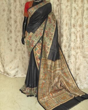 Ghicha Saree With Madhubani Paint