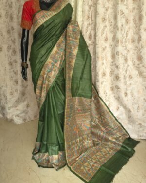 Ghicha Saree With Madhubani Paint