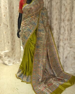 Ghicha Saree With Madhubani Paint