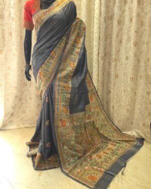 Ghicha Saree With Madhubani Paint