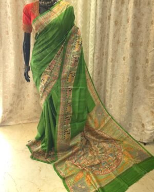 Ghicha Saree With Madhubani Paint