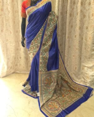 Ghicha Saree With Madhubani Paint