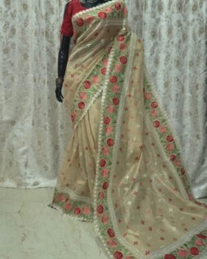 Crushed Tissue Embroidery Saree