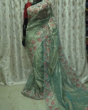 Crushed Tissue Embroidery Saree