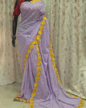 Georgette ChikanKari Saree