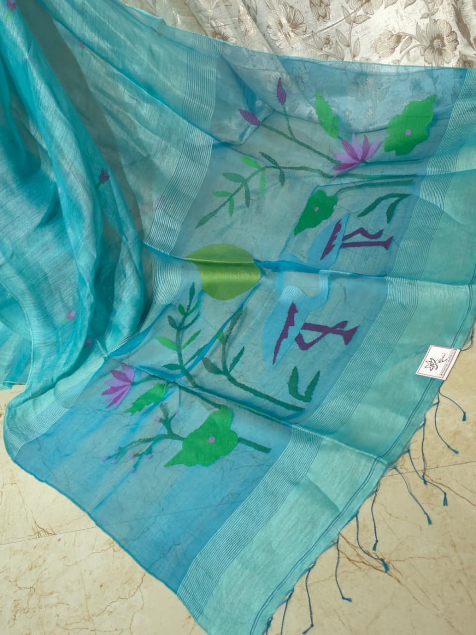 Silk Linen Saree - Image 3