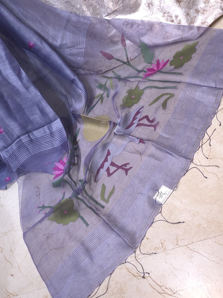 Silk Linen Saree - Image 3