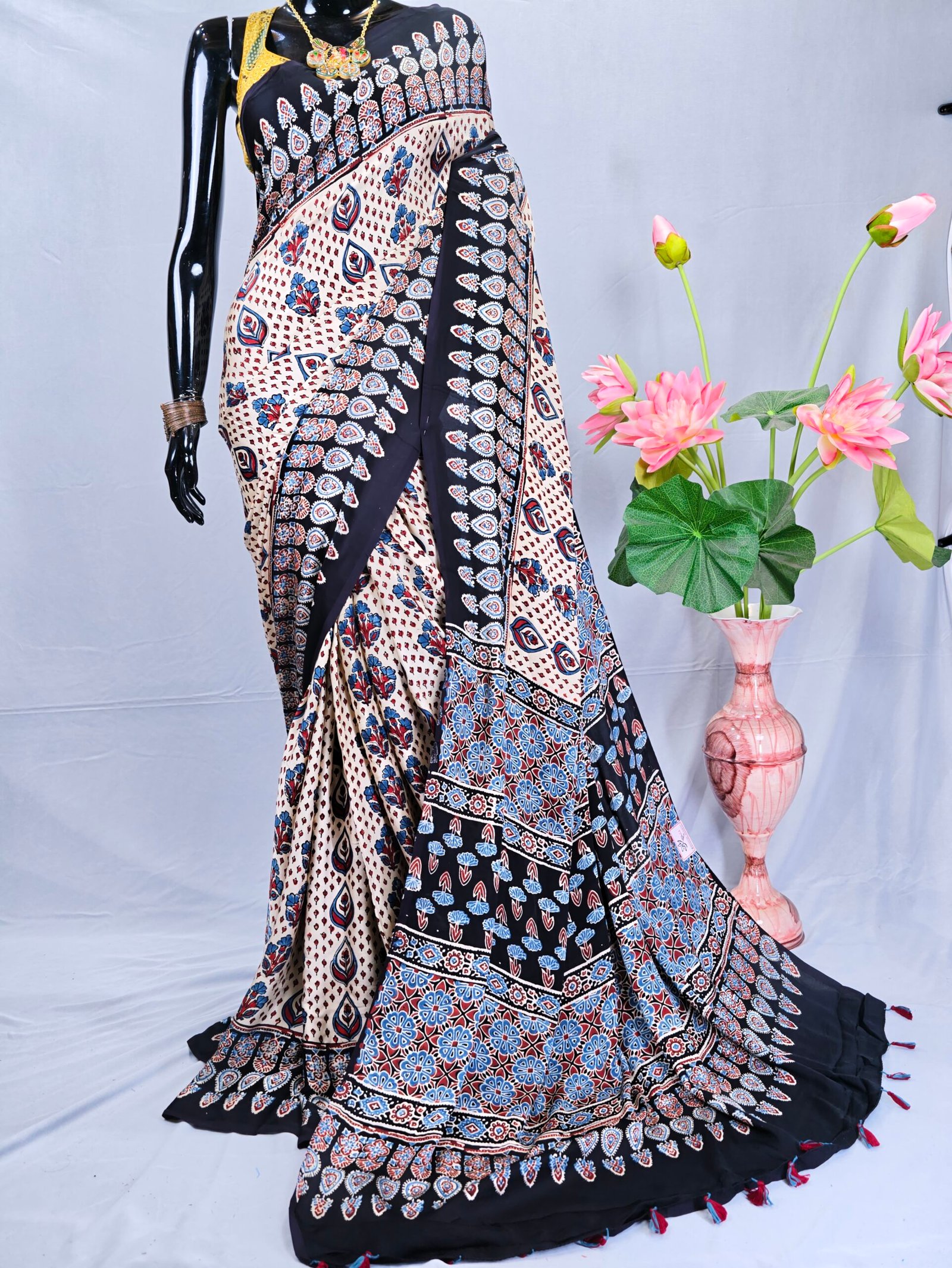 Ajrakh Modal Saree