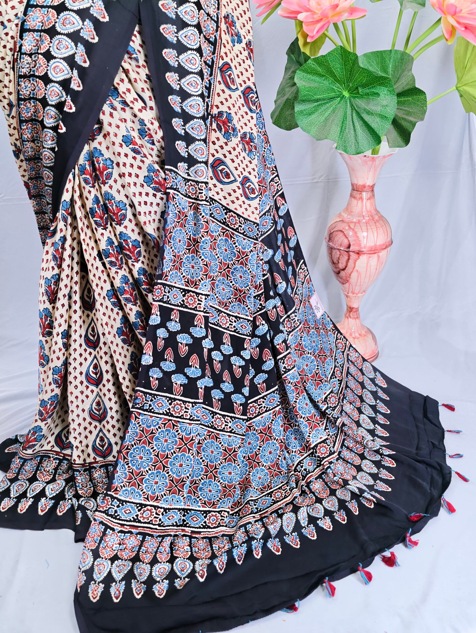 Ajrakh Modal Saree - Image 2