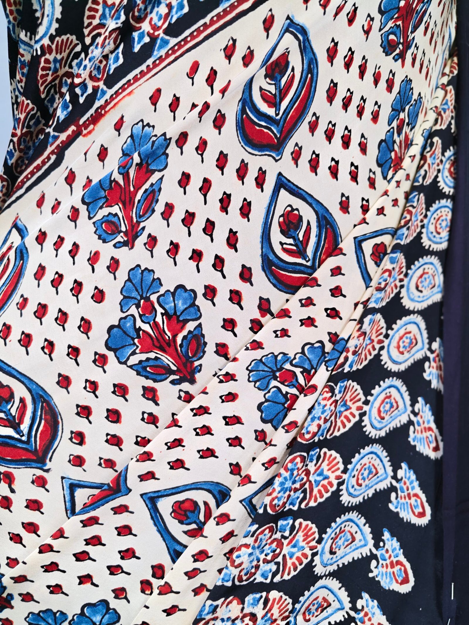 Ajrakh Modal Saree - Image 4