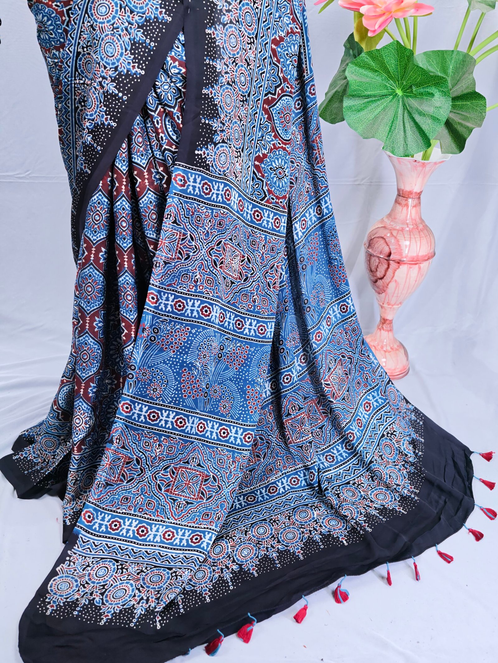 Ajrakh Modal Saree - Image 2