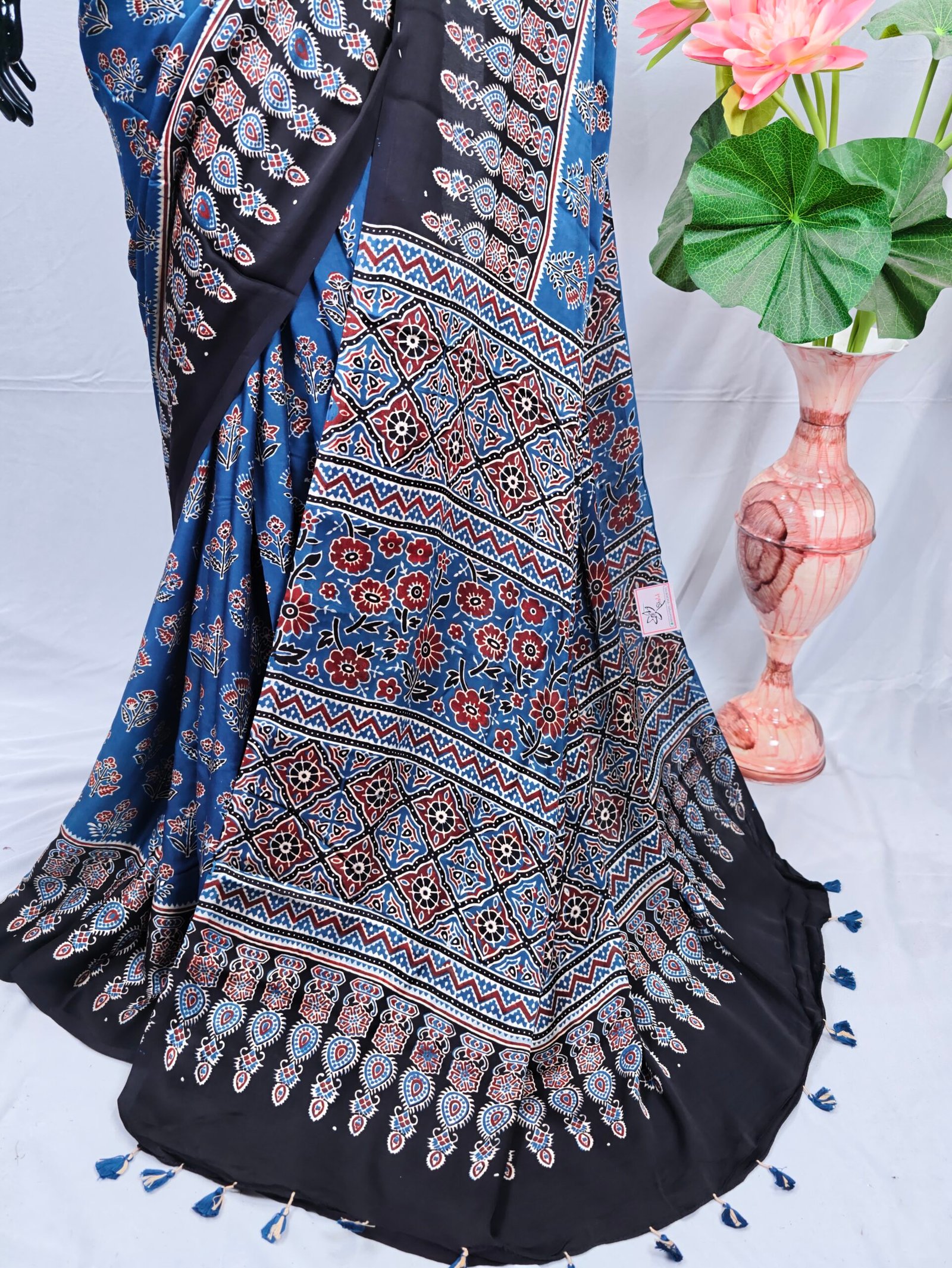 Ajrakh Modal Saree - Image 2