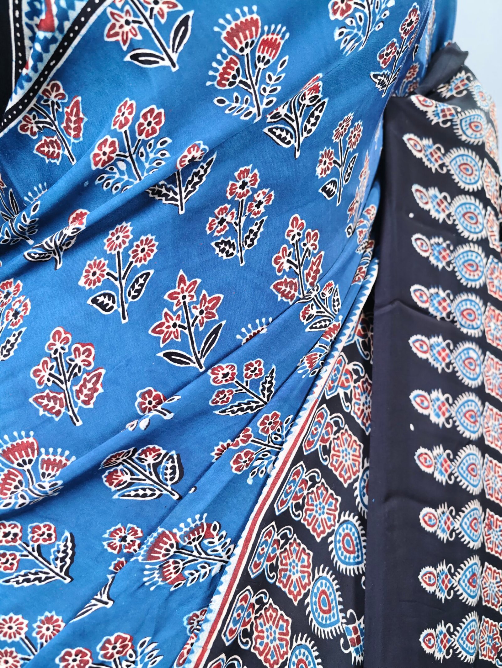 Ajrakh Modal Saree - Image 4