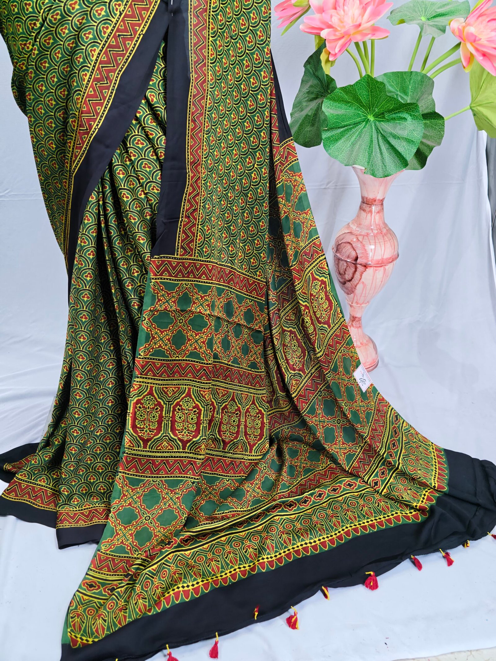 Ajrakh Modal Saree - Image 2