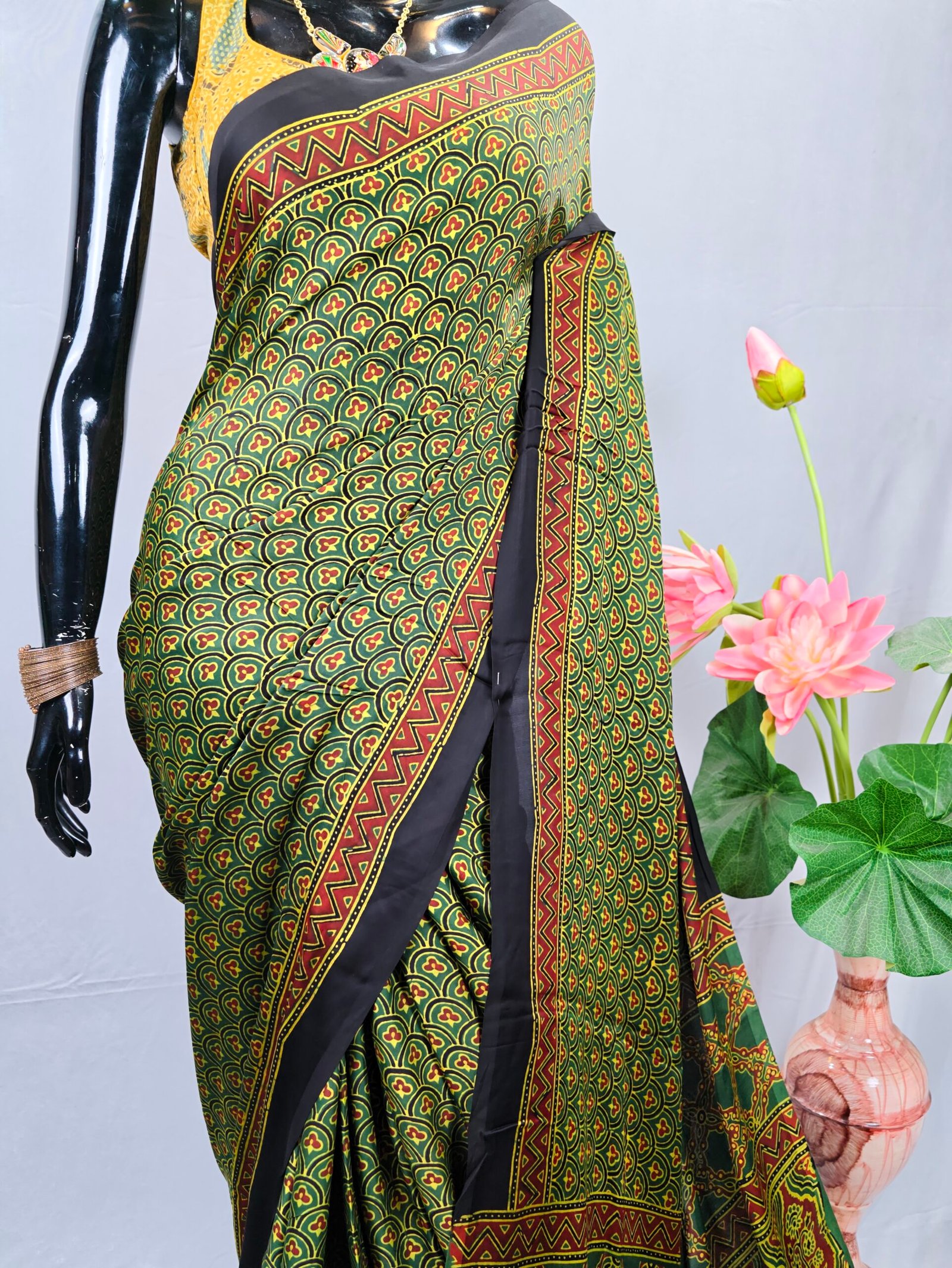 Ajrakh Modal Saree - Image 3