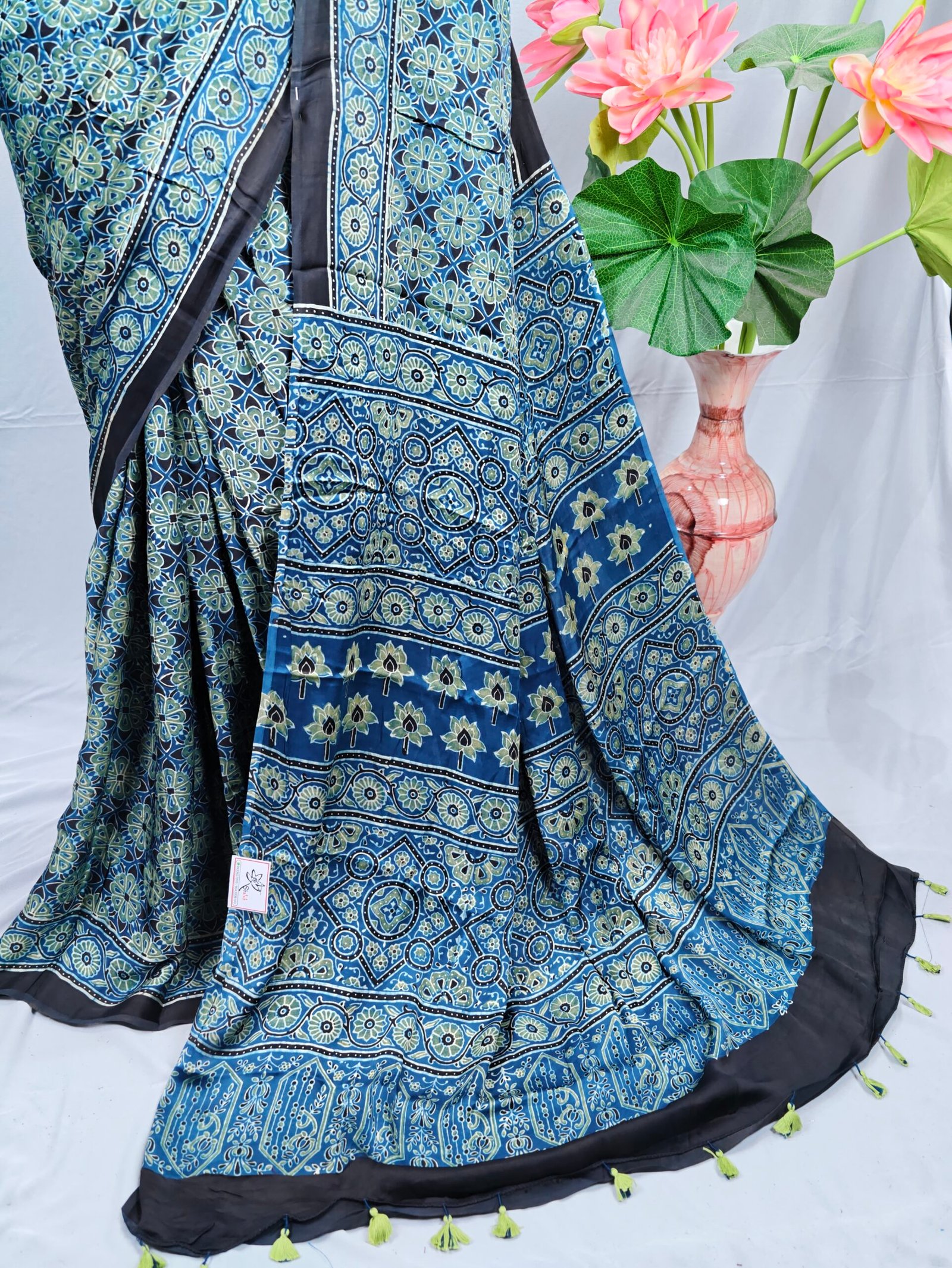Ajrakh Modal Saree - Image 2