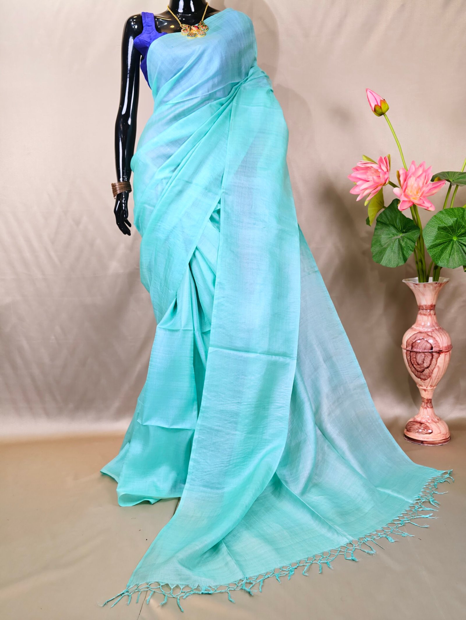 Plain Body Tussar Saree