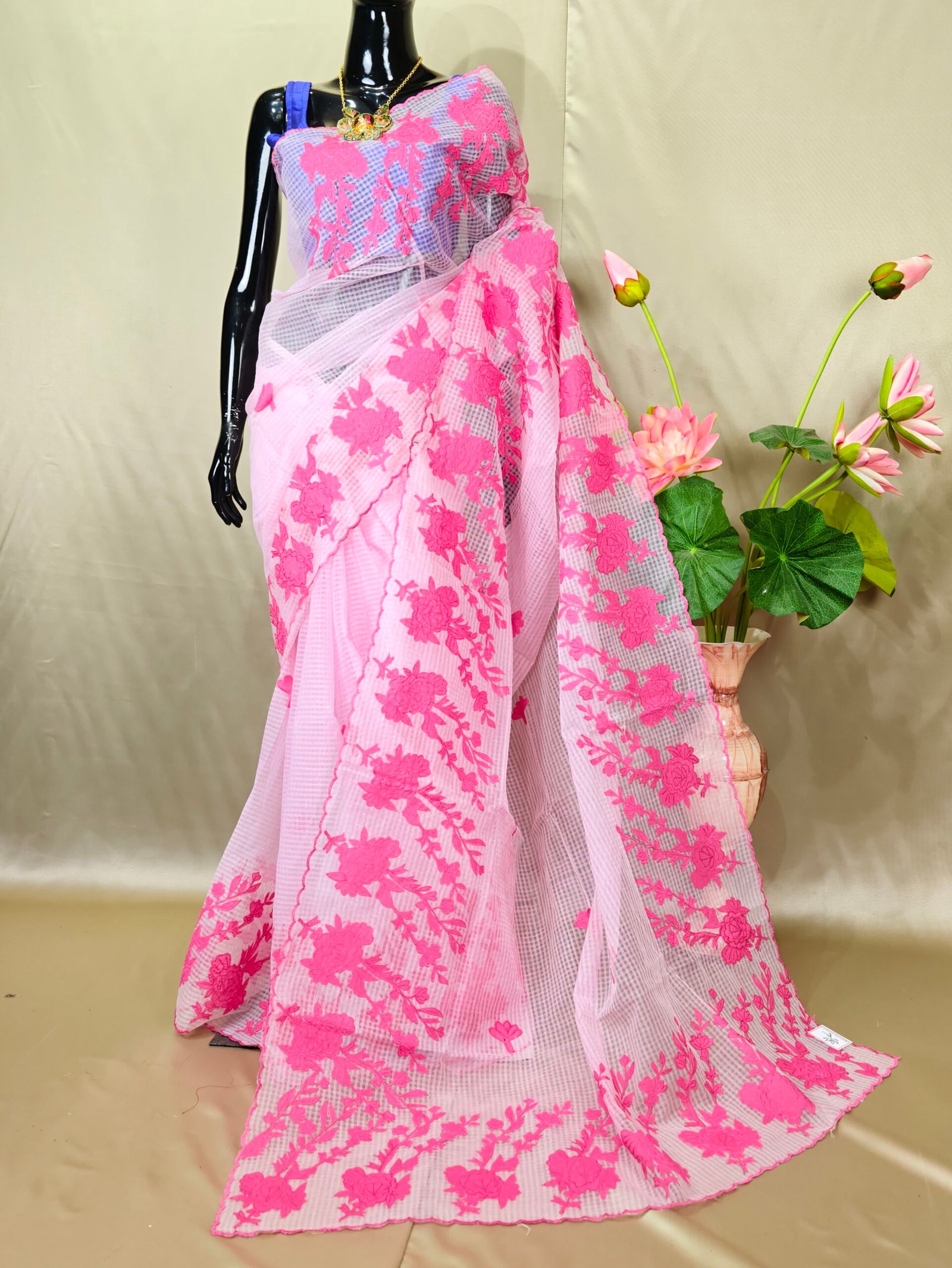 Rose Applique Reshom Kota