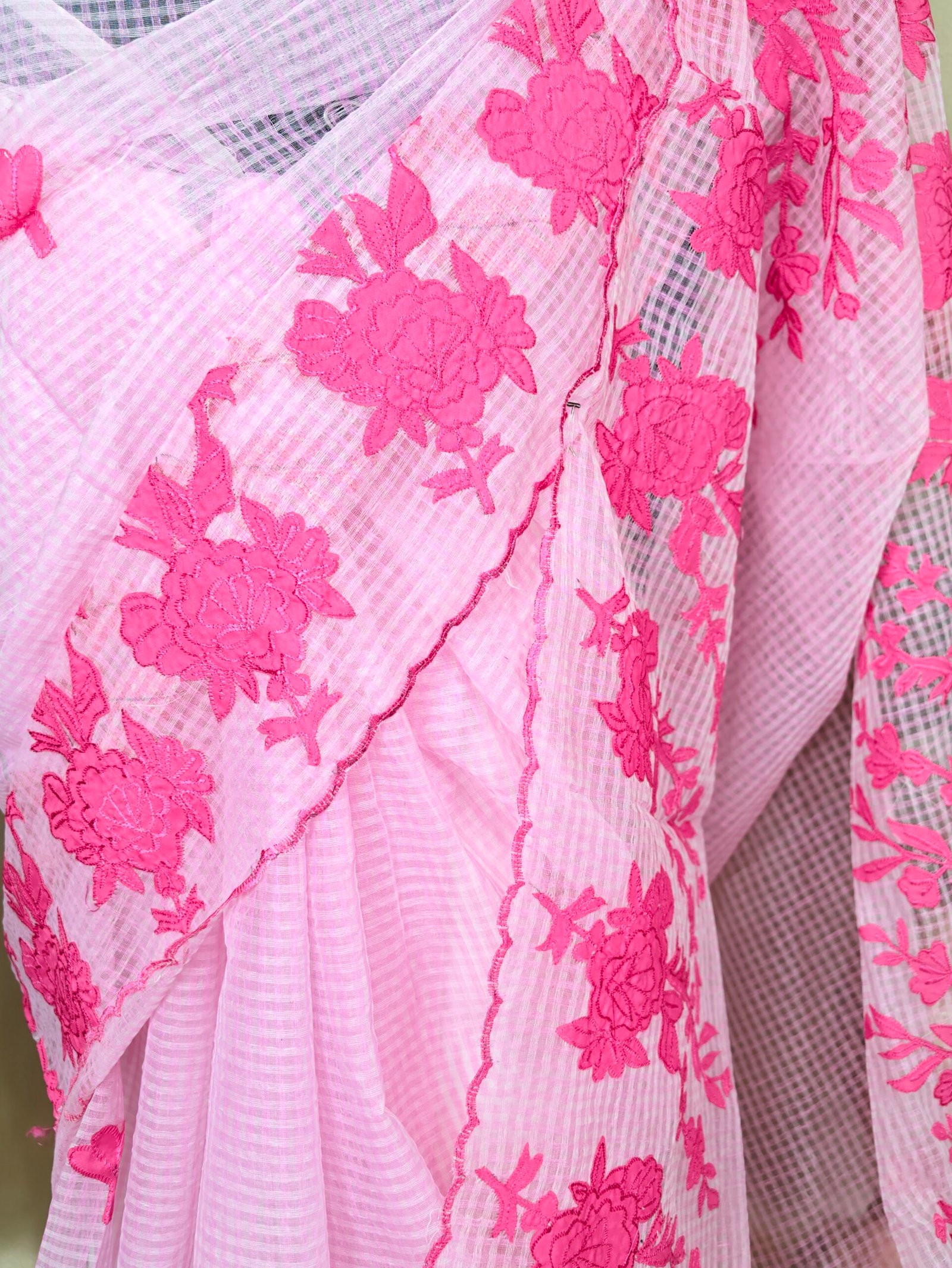 Rose Applique Reshom Kota - Image 2