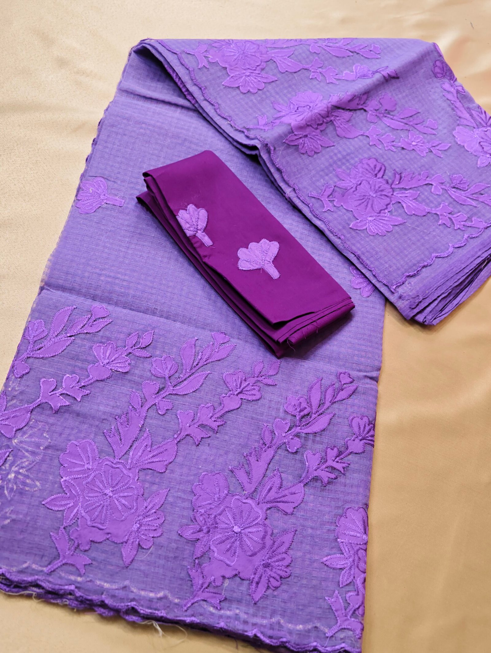 Rose Applique Reshom Kota - Image 4