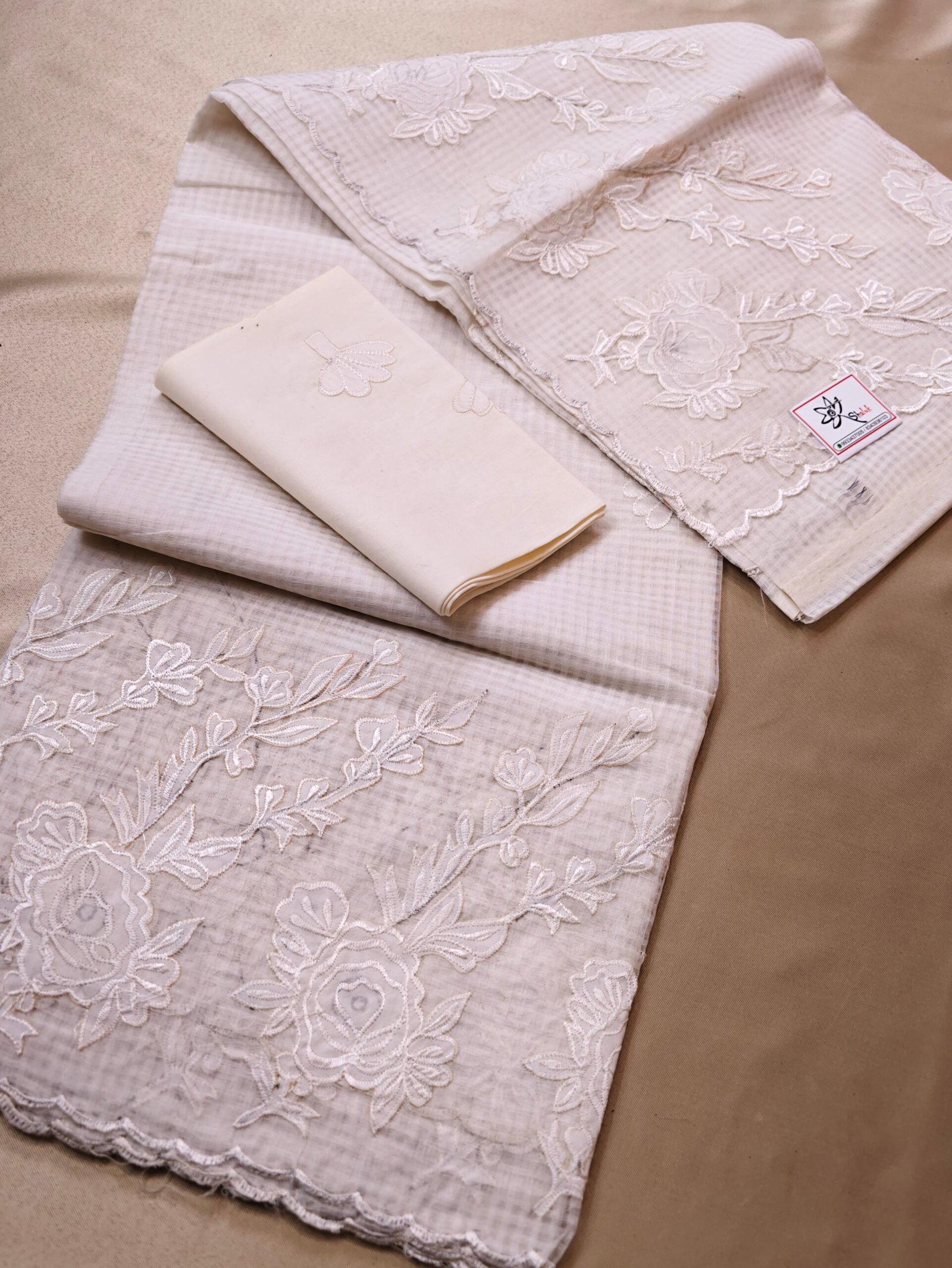 Rose Applique Reshom Kota - Image 4