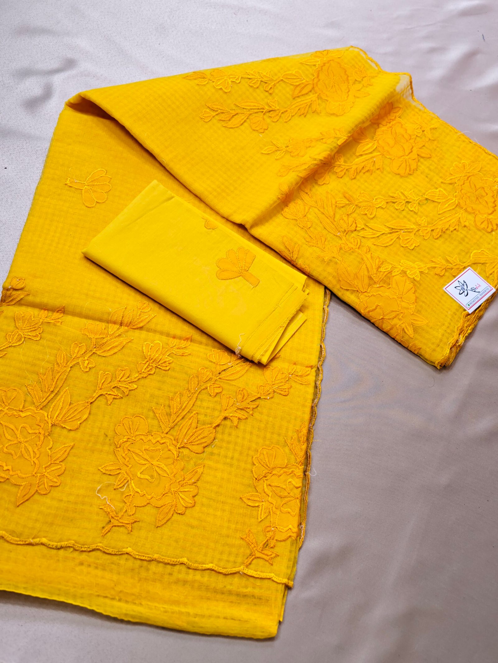 Rose Applique Reshom Kota - Image 4
