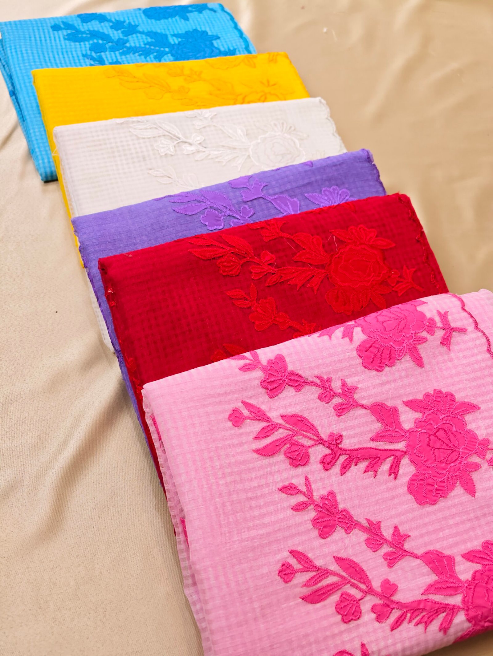 Rose Applique Reshom Kota - Image 5