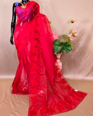 Rose Applique Reshom Kota