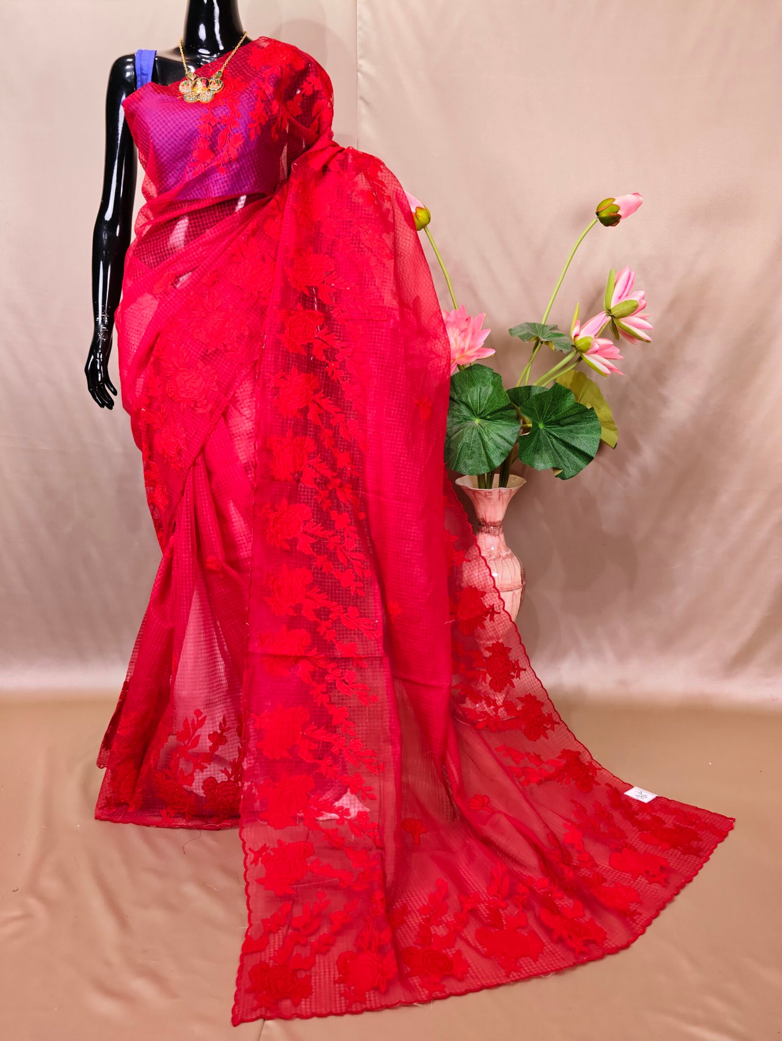 Rose Applique Reshom Kota