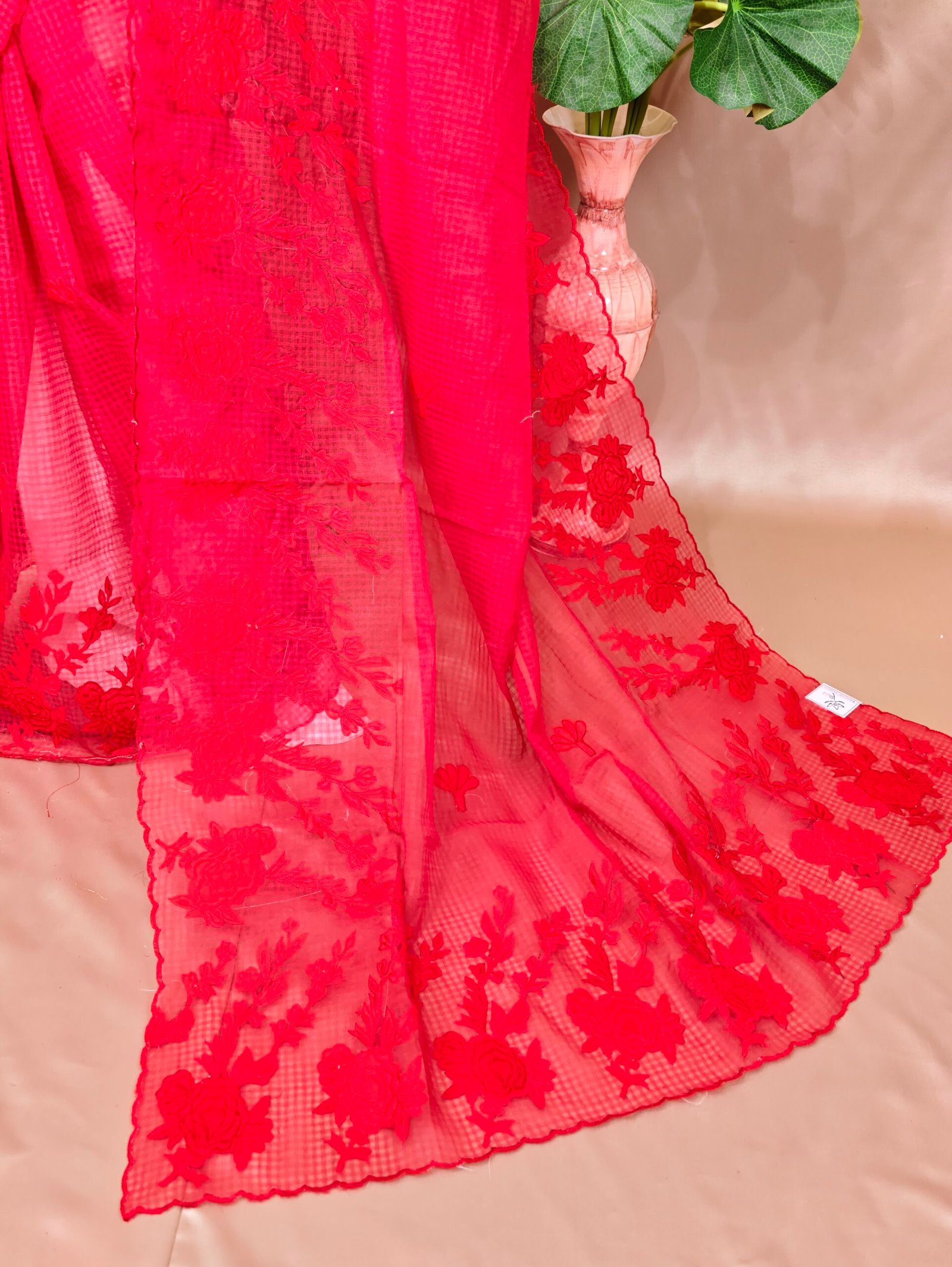 Rose Applique Reshom Kota - Image 3