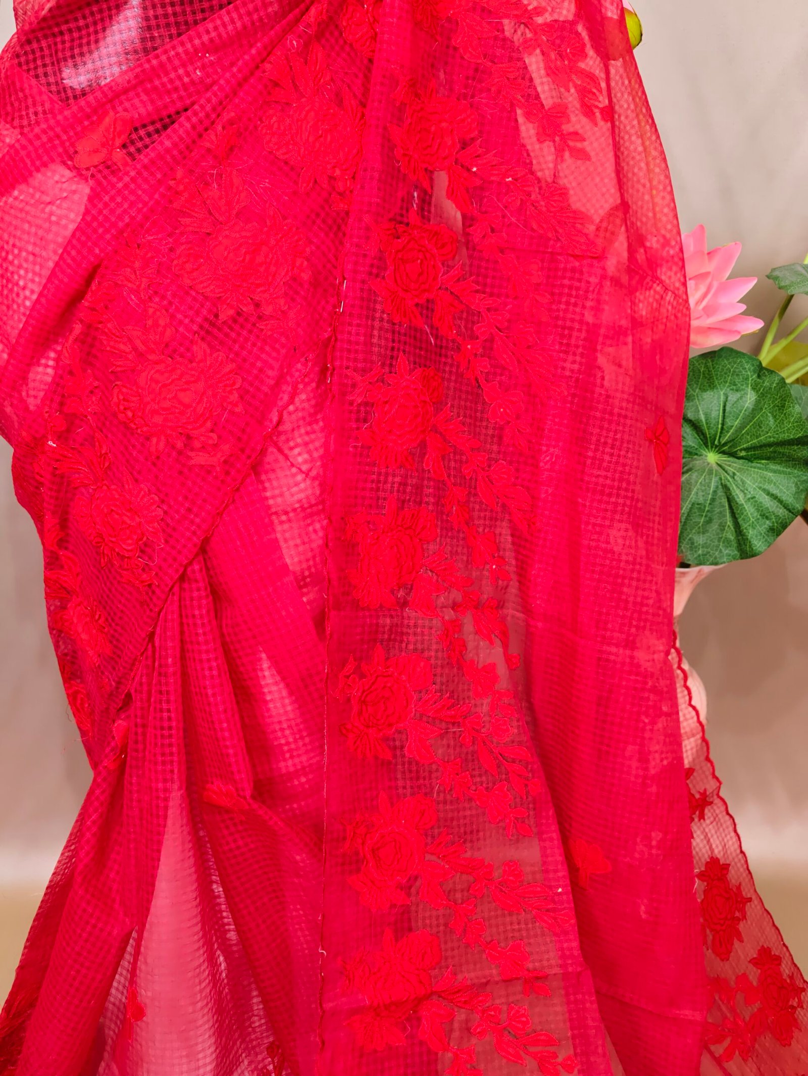 Rose Applique Reshom Kota - Image 2