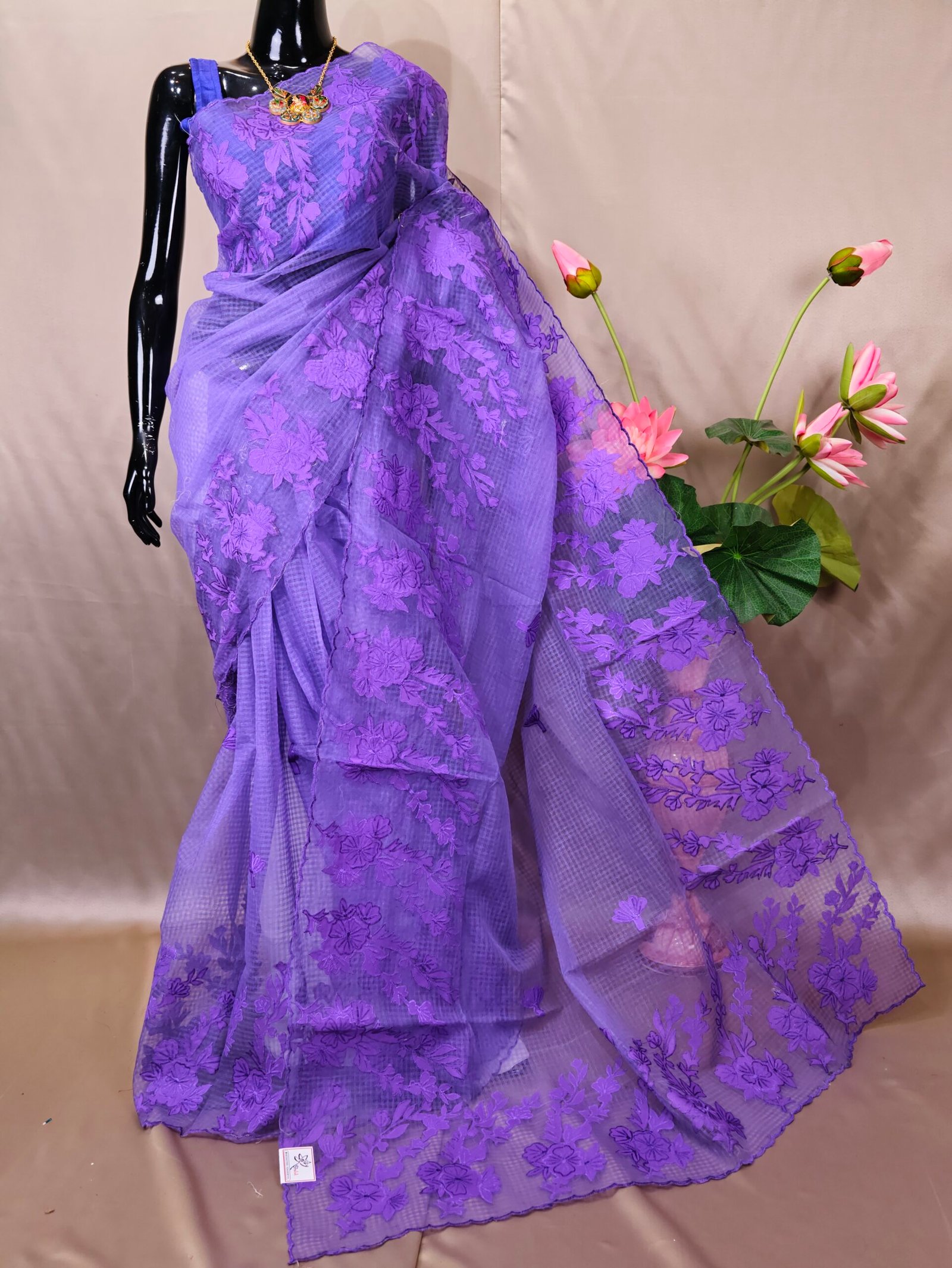 Rose Applique Reshom Kota